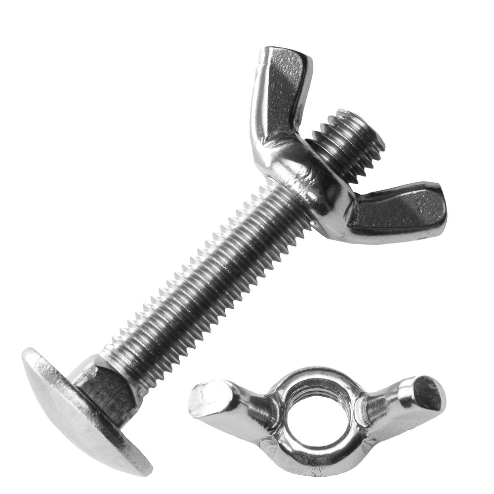 Techtanium M8 x 16/16 mm Carriage Bolts with M8 A2 Stainless Steel Wing Nuts (2-Pack)