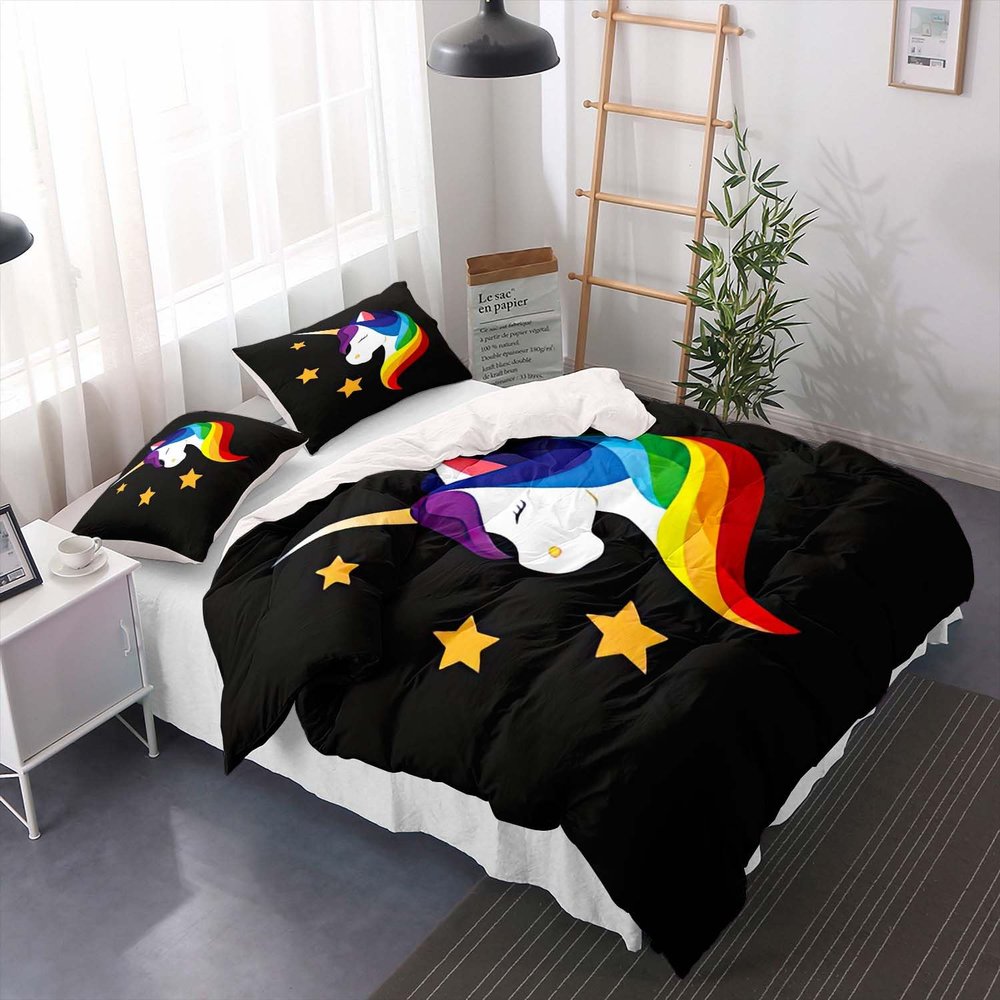 huitutu Rainbow Unicorn Duvet Cover Set 200x220 cm