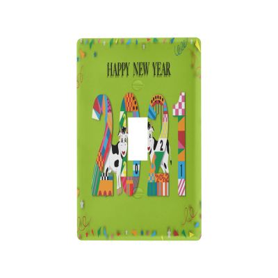 Unused Outlet and Light Switch Cover Decorative Wall Plate for Home Switch, 11.5 x 7 cm, Cute Cartoon Happy New Year