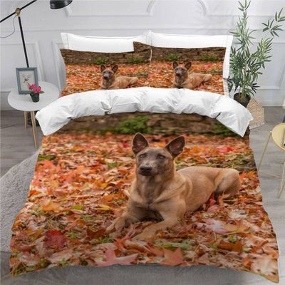 VASENA Belgian Malinois Duvet Cover Set 155 x 220 cm, 3D Print, Plush Microfiber