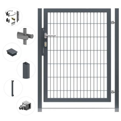 Premium Garden Gate for Double Wire Mesh Fence, Anthracite, 800 x 1500 mm