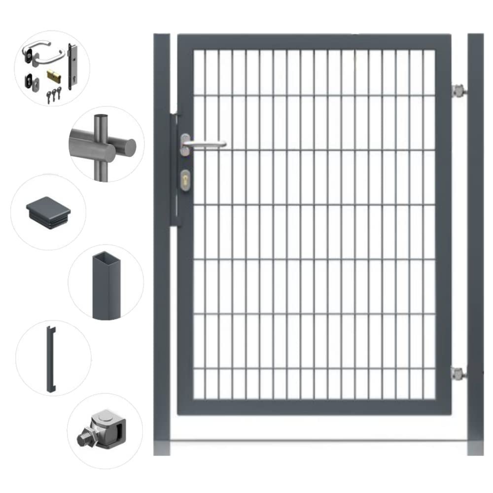 Premium Garden Gate for Double Wire Mesh Fence, Anthracite, 800 x 1500 mm