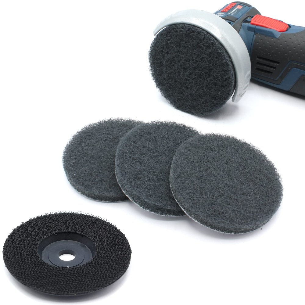 4 Cleaning Discs + 1 Backing Pad, Nonwoven Abrasive Discs 76 x 10 mm, Gray Grit 600