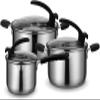 TATSEN 304 Stainless Steel Cookware Set with Nonstick Frying Pan, 3-Piece Set with Lids view 1