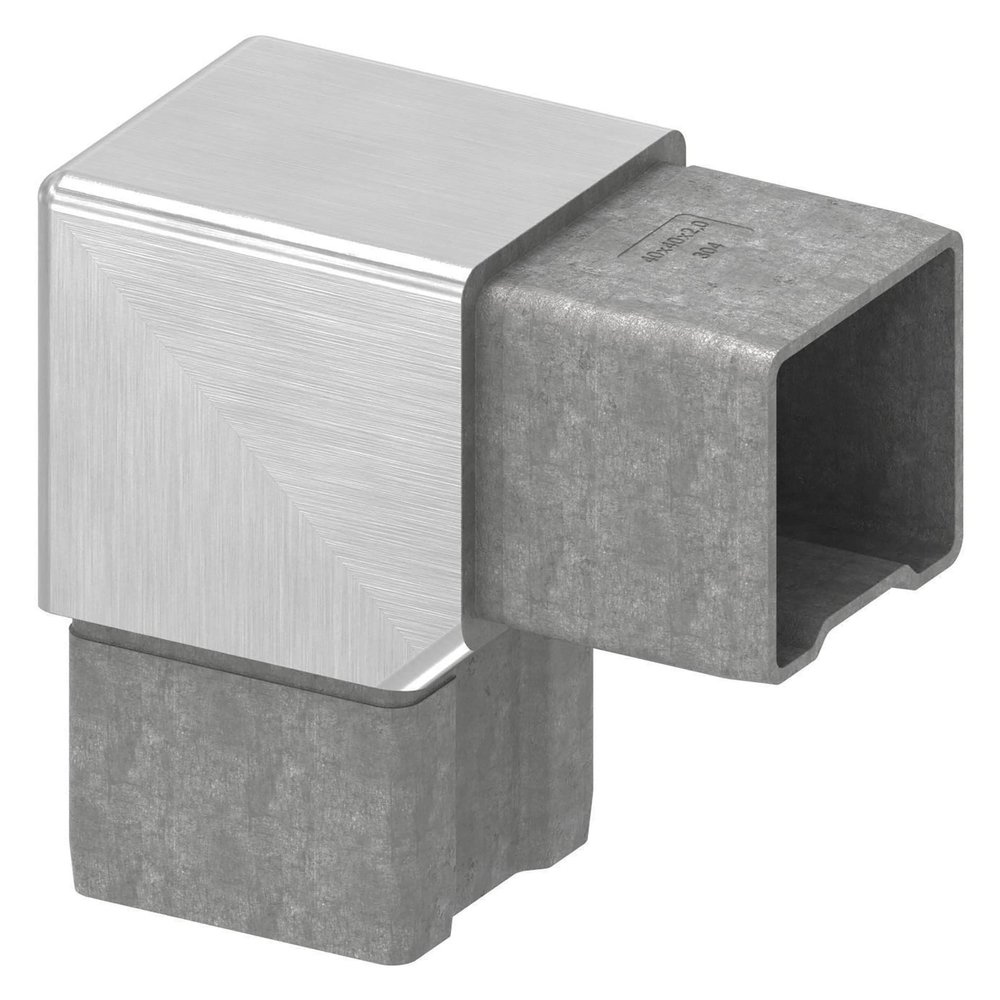 STEINBACHER Stainless Steel 90° Connector for 40 x 40 x 2 mm Tube, Push-Fit, V2A