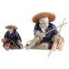 EdirFtra 2-Piece Fisherman Statue Set, Mini Chinese Fisherman Figures for Fish Tanks, Bonsai and Ponds view 1