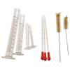 4 Graduated Cylinders – 5 mL, 10 mL, 50 mL, 100 mL – Premium Glass – Includes 2 Cleaning Brushes + 3 x 1 mL Glass Pipettes view 1