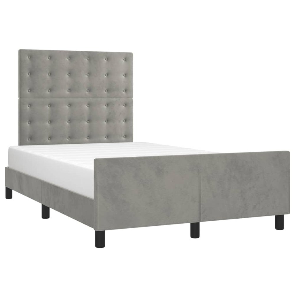 vidaXL Bed Frame Without Mattress Light Gray 120x200 cm Velvet