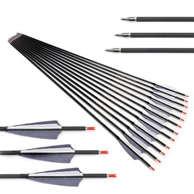 ACCMOS Spine 800 Carbon Hunting Arrows, 6.2 mm ID, Gray Feathers, 27 in, 12-Pack