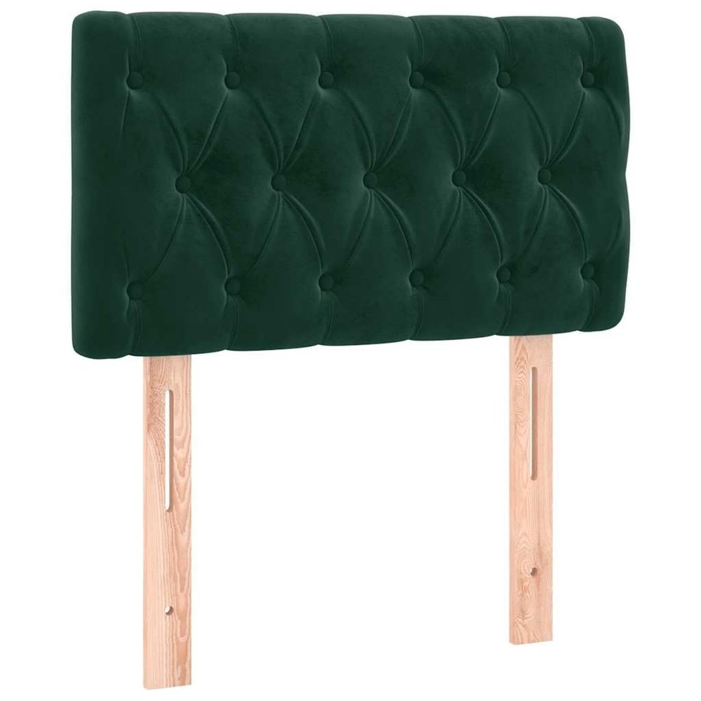 vidaXL Velvet Headboard with Wooden Legs, Dark Green, 80 x 7 x 78/88 cm