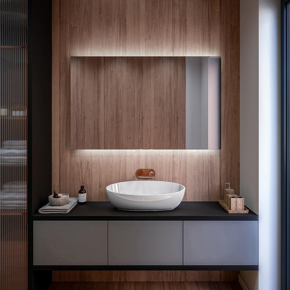 Artforma Frameless LED Bathroom Mirror, 90 x 90 cm, Made to Order