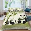 VULORA 3-Piece Winter Panda 3D Cartoon Animal Bedding Set, 155 x 220 cm, Microfiber Duvet Cover with 2 Pillowcases view 2