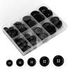100 Black Resin Buttons, 4-Hole, 5 Sizes view 1