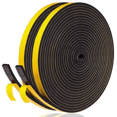 Self-Adhesive Foam Weatherstripping Tape, 6 mm W x 3 mm D x 20 m L, Black