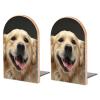 Smiling Golden Retriever Portrait Wooden Bookends, 1 Pair view 1