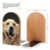 Smiling Golden Retriever Portrait Wooden Bookends, 1 Pair view 2