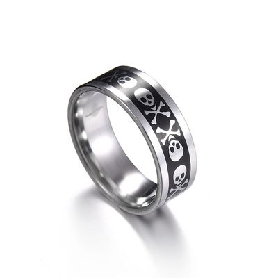 MAYIYAHO Men's Punk Skull Ring, Stainless Steel, Silver Tone