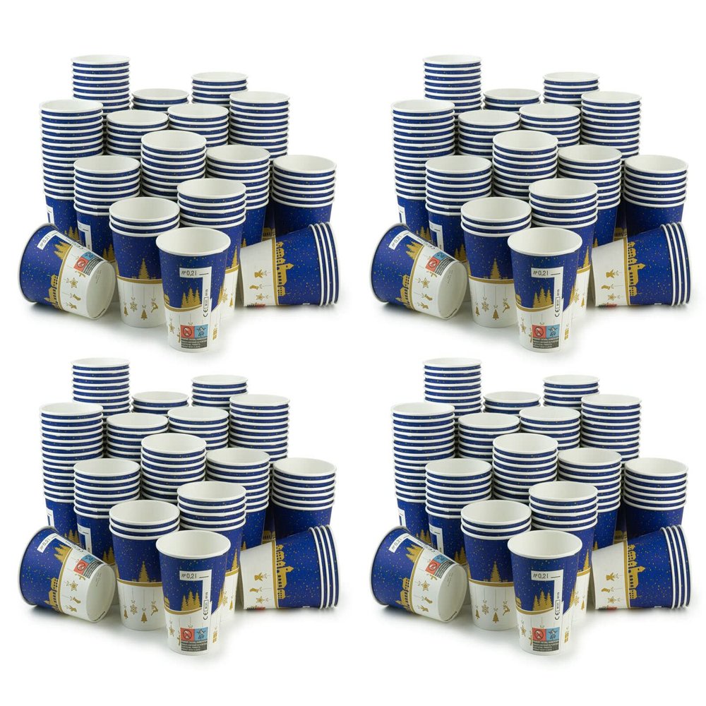 Octopus 1500x Mulled Wine Paper Cups, Winter Design, 200 ml