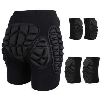 LONGPING Protective Padded Shorts, 3D Hip Protection, Crash Pads for Snowboarding and Skateboarding (Black, L)