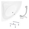KOLMAN MIA 130 x 130 cm Corner Bathtub, 3-in-1 Acrylic Set with Drain Assembly and Feet view 1