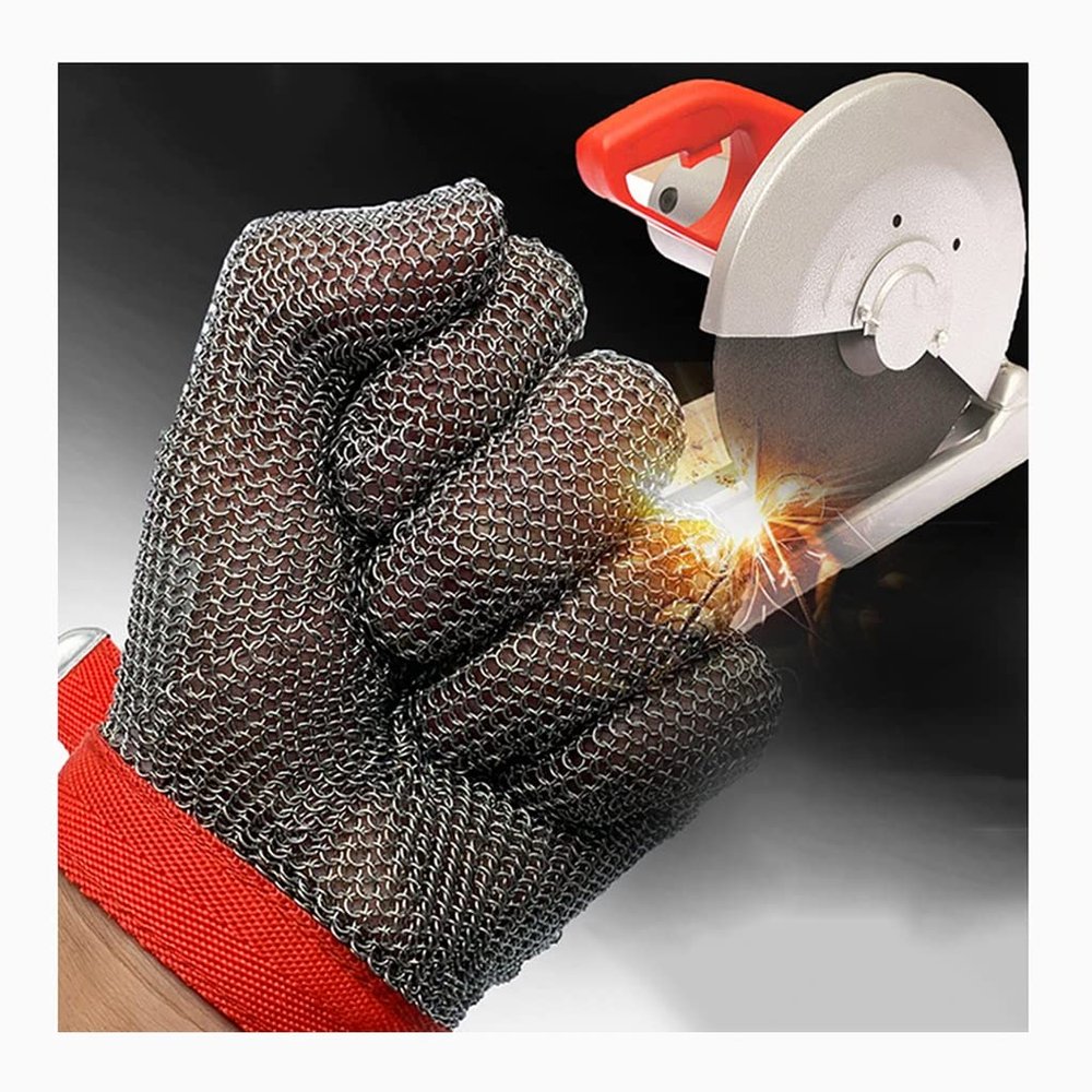Cut-Resistant Chainmail Glove, 304 Stainless Steel, Adjustable Wrist Strap, XS, 1 Pack