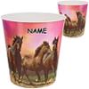 Personalized 10-Liter Plastic Wastebasket – Wild Horse Design view 1