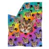 Kuiaobaty Funny Cat Rainbow Fleece Throw Blanket, Soft Plush Bedspread for Sofa, Couch and King-Size Bed view 3