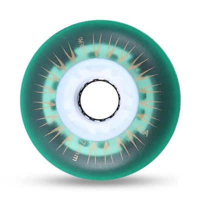 8 Light-Up Inline Skate Wheels, 92A, Green, 70 mm