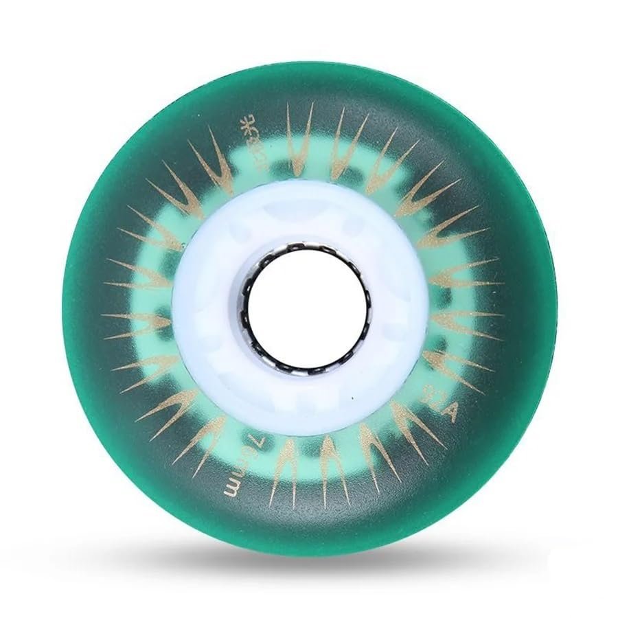 8 Light-Up Inline Skate Wheels, 92A, Green, 70 mm