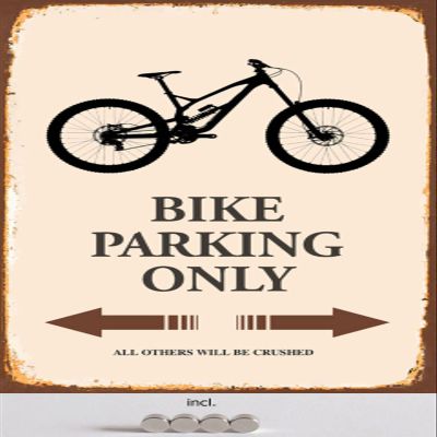 DekoDrom Metal Sign 20 x 30 cm, Mountain Bike Parking Only Downhill, Bicycle Parking Wall Decor with Magnets