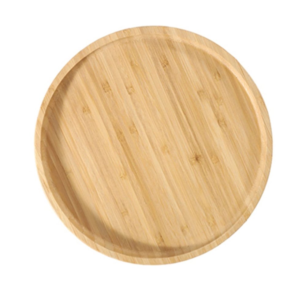 KIZQYN Round Wooden Serving Tray for Breakfast, Dinner and Snacks (Medium)