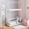 Generic Brian Pine Wood House Bed, 180 x 80 cm, White view 1