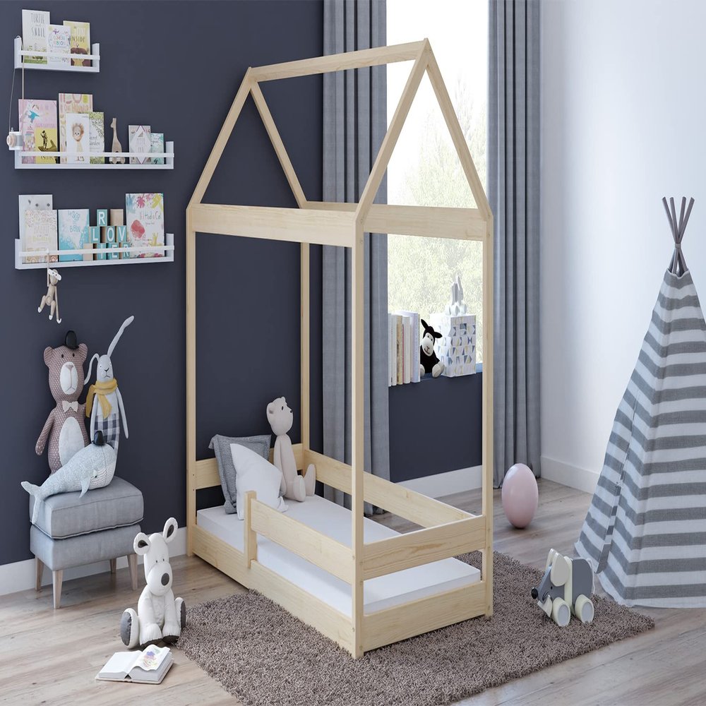 Gnrique Gabriel House Bed, Pine Wood, 200 x 90 cm, Pine Color