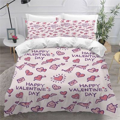 TiaoTian Pink Heart 3D Duvet Cover Set, 200 x 200 cm