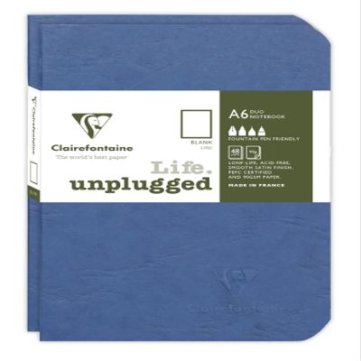 Clairefontaine 734184C Age Bag DUO Set of 2 Notebooks, 9 x 14 cm, 48 Sheets, Blank, Blue