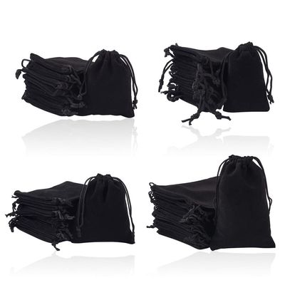Bestewelry 80-Piece Red Velvet Drawstring Pouches, Rectangular, for Jewelry, Gifts and Storage, Black, Polyamide