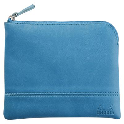 Rhodia 116536C Rhodiarama Zip Pouch, Italian Faux Leather, Small (11 x 17 cm), Turquoise, 1 Piece