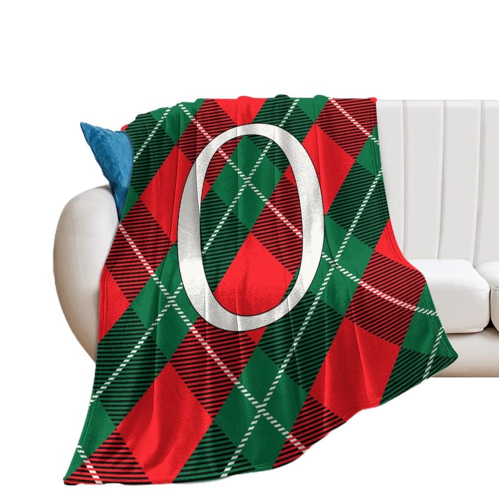 Yelolyio Buffalo Plaid Initial O Throw Blanket, 102 x 127 cm