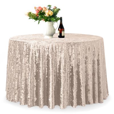 Trimming Shop 90 in. Round Pink Crushed Velvet Tablecloth, Washable, Soft Fabric, Glitter, 10-Pack