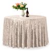 Trimming Shop 90 in. Round Pink Crushed Velvet Tablecloth, Washable, Soft Fabric, Glitter, 10-Pack view 1