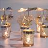 Blumenfee Tealight Carousel Lantern, Gold Glass Tealight Holder, Rotating Iron Candle Holder view 4