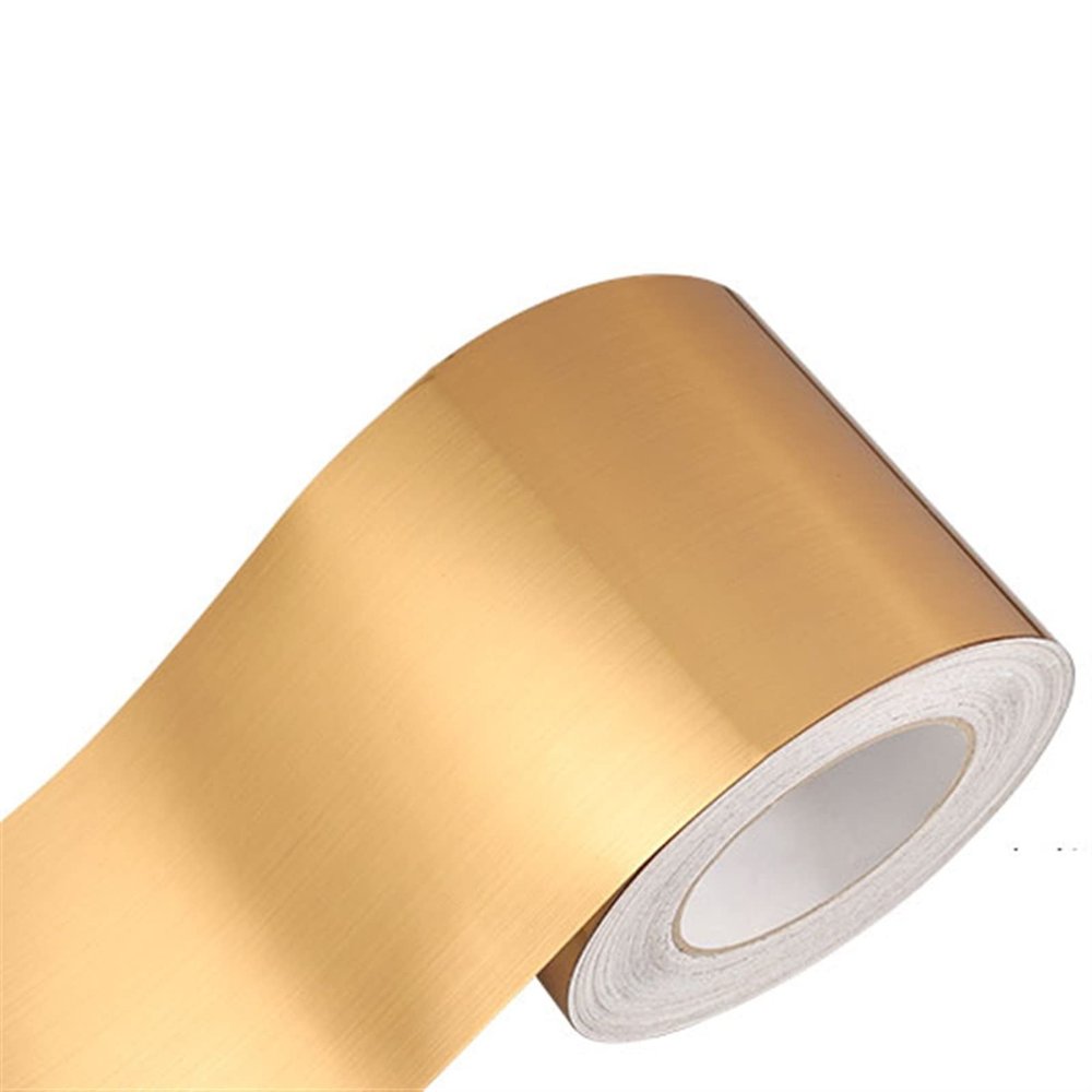5 m Self-Adhesive PVC Border Wallpaper, Brushed Gold, 15 cm