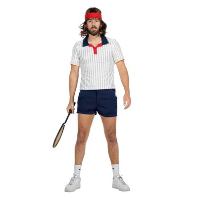 NEW Men's Retro Tennis Player Costume, Includes Pants and Top, Size 48