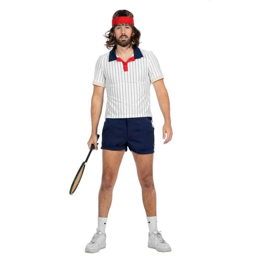 NEW Men's Retro Tennis Player Costume, Includes Pants and Top, Size 48