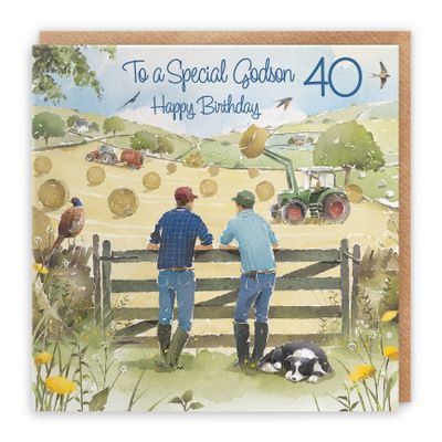Hunts England 40th Birthday Card for Godson – Haymaking