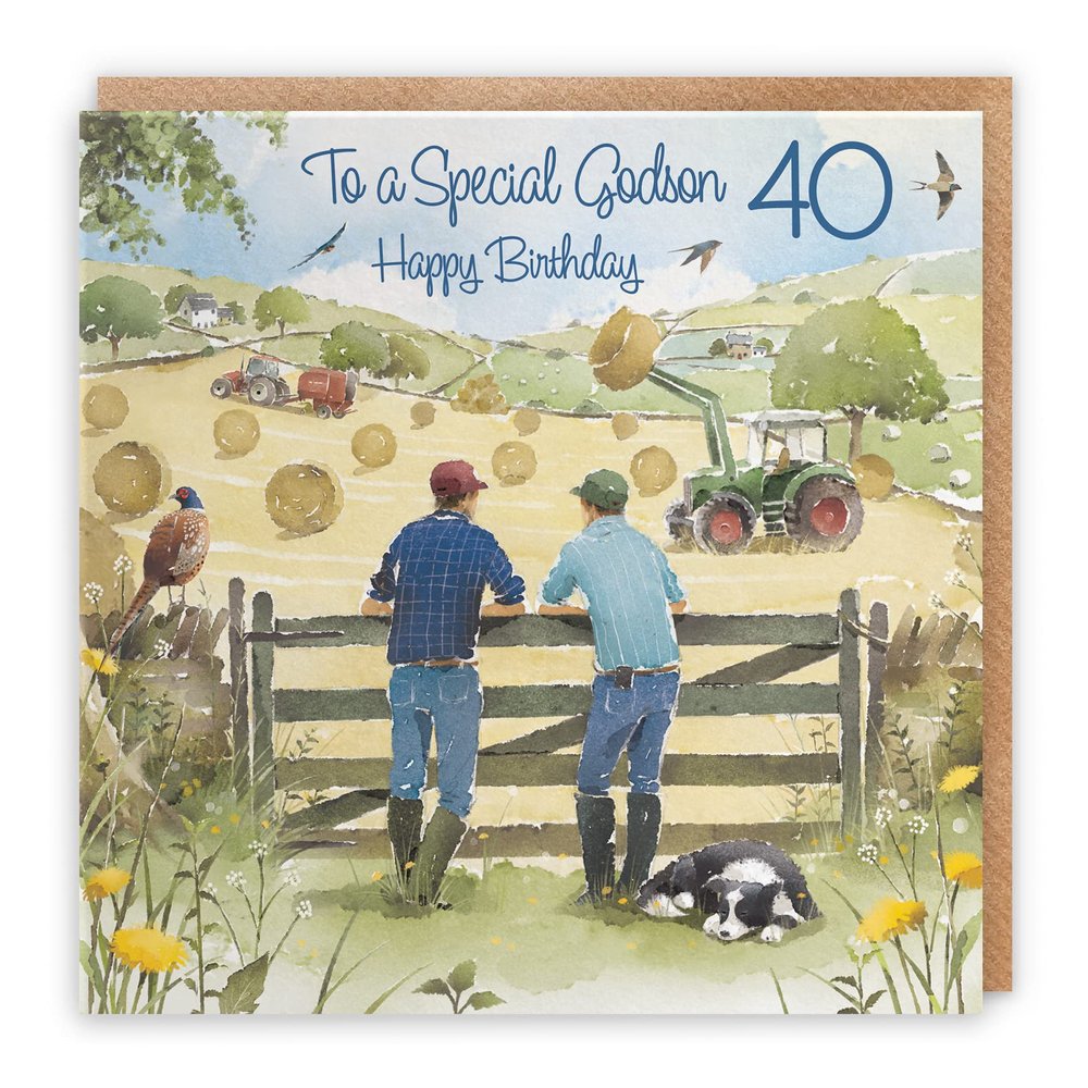 Hunts England 40th Birthday Card for Godson – Haymaking