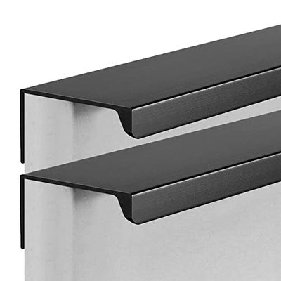 Black Concealed Aluminum Cabinet Handles, 2-Pack, 224 mm Hole Spacing