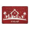 CowkissSign Merry Christmas Vintage Metal Sign, Red Nativity Scene, Jesus, French Retro Style, 30.5 x 20.3 cm view 1