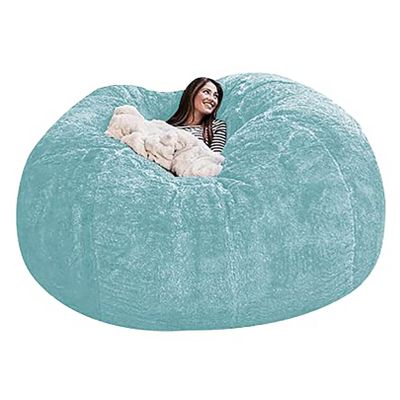 Durable Faux-Fur Bean Bag Cover, 5/6/7 ft, Washable, No Filler