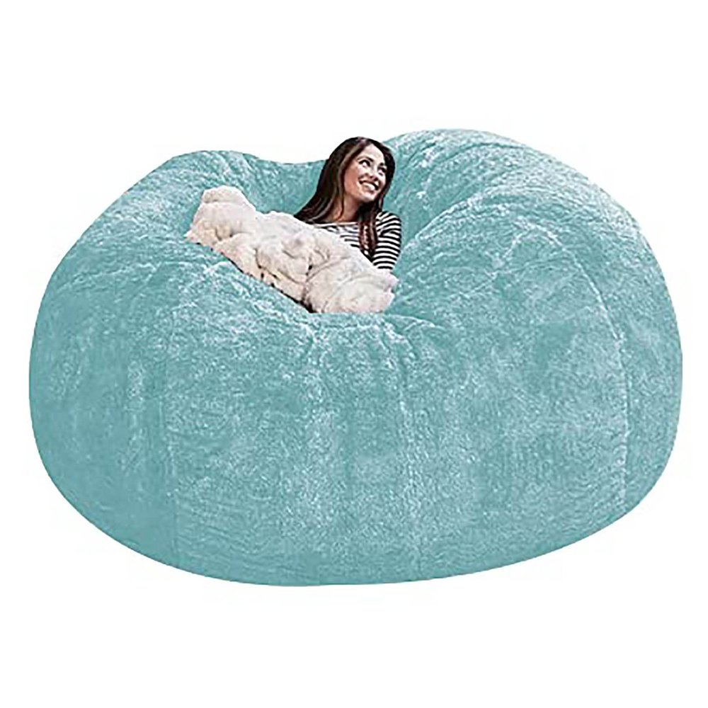 Durable Faux-Fur Bean Bag Cover, 5/6/7 ft, Washable, No Filler